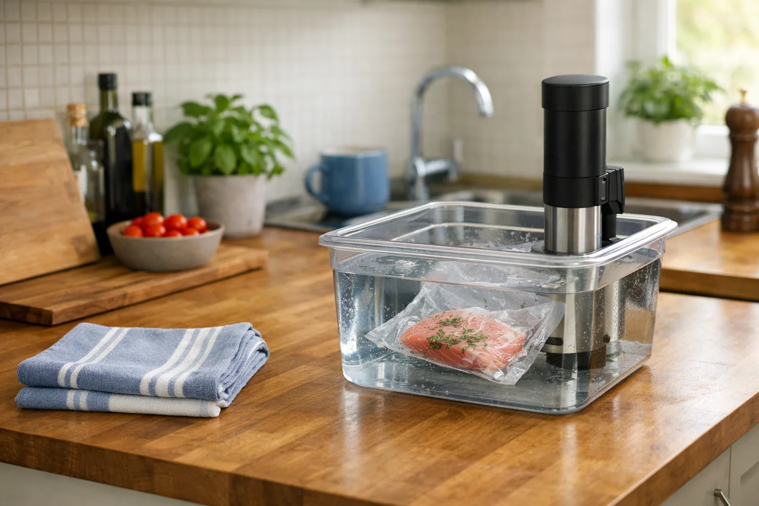 Matlagning med sous vide i vattenbad